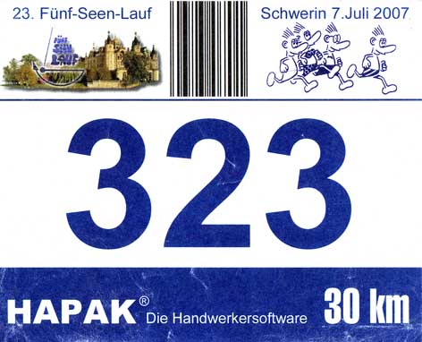 Meine Startnummer beim F&uuml;nf-Seen-Lauf 2007