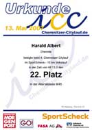 Urkunde Chemnitzer Citylauf 2007